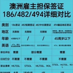 澳洲482雇主担保⼯作签证审核标准