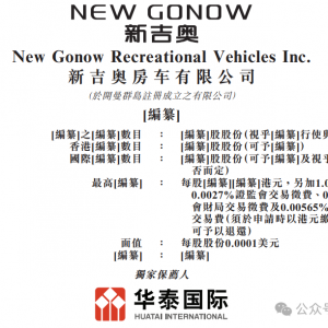 澳洲和新西兰第二大房车制造商「新吉奥」再次递表,去年卖出近2700辆