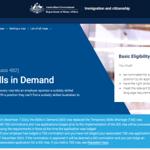 【出炉】澳洲移民局正式公布SID签证(482类别)申请要求,SID转186永居更灵活