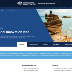 澳洲NIV国家创新签证正式上线