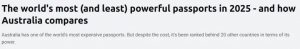 全球护照排名公布,澳洲配偶移民恐将设上限!洛杉矶末日大火失控!