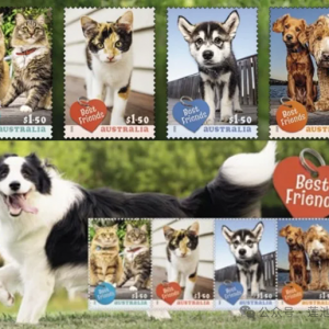 【澳大利亚】2月18日《好伙伴:猫和狗》邮票