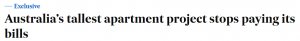 突发!澳洲最高公寓楼“要黄”?已停工!管理方宣告破产