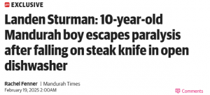 “差几毫米瘫痪!”澳洲男孩遭牛排刀插脊柱,这种行为千万别再做了!