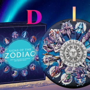 澳洲惊艳发售!十二星座与守护女神 5盎司仿古彩色银币,神秘与艺术的完美融合