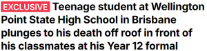 悲剧!布里斯班12年级学生毕业典礼跳楼身亡,近20名同学目睹,家长批校方封锁消息